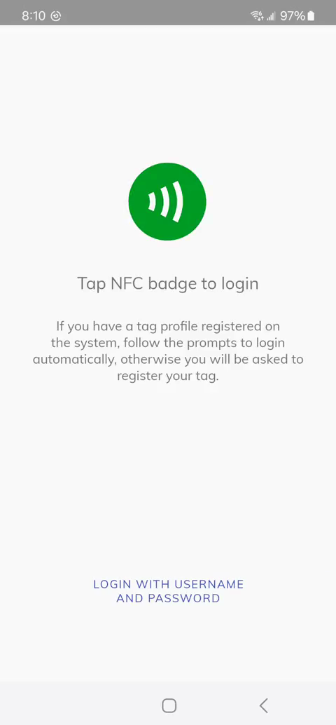 Tap NFC badge to login prompt on a shared device